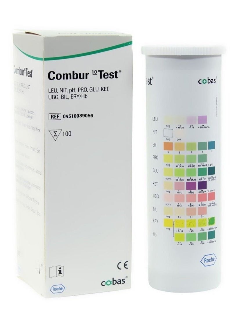 كوباس  شرائط فحص واختبار الكيتونات في اليورين كمبر 10 للكشف عن الأمراض 100 قطعة - Image 1