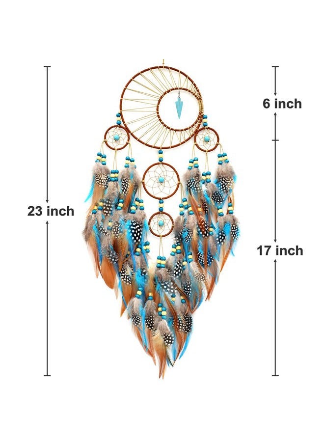 Urdeoms Littlear Dream Catcher Handmade Turquoise Dream Catchers with Feathers Wall Hanging Home Decor Dia 6"(NO.34) - Image 2