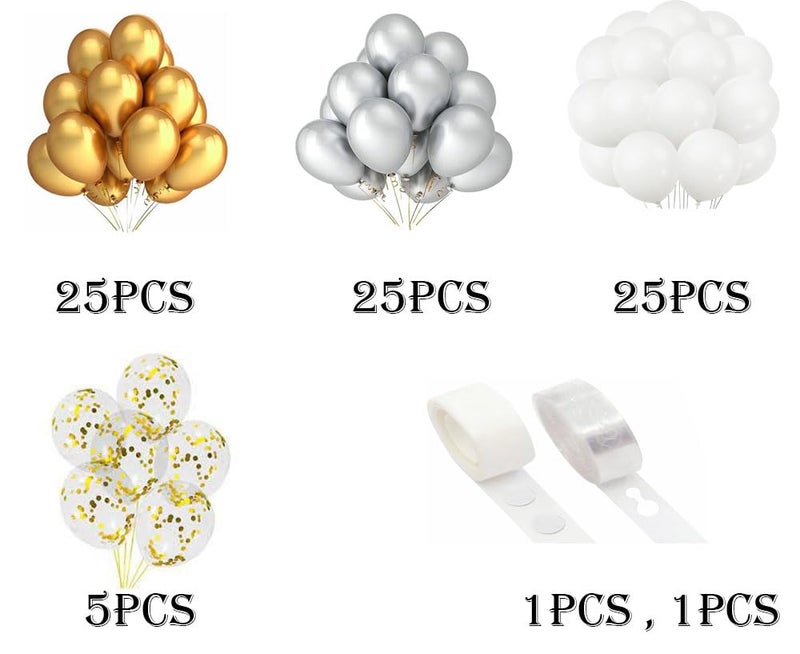 SOI Silver White Gold Balloon Arch Garland Kit for Birthday,Anniversary, Baby Shower Decoration Arch And Glue Dot (Silver, White & Gold Garland) - Image 3