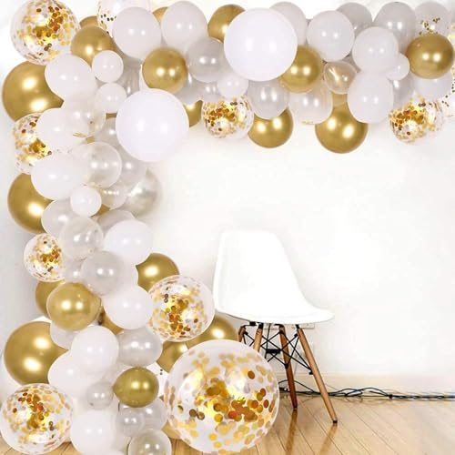 SOI Silver White Gold Balloon Arch Garland Kit for Birthday,Anniversary, Baby Shower Decoration Arch And Glue Dot (Silver, White & Gold Garland) - Image 2