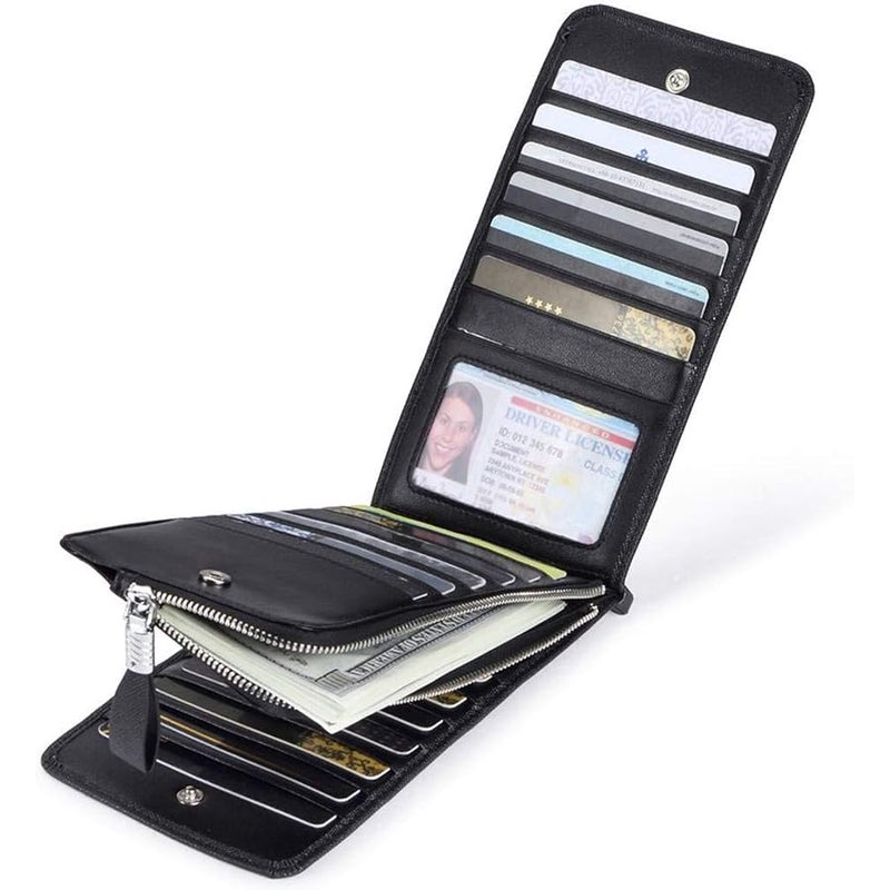 Huztencor Womens Leather Credit Card Holder Wallet RFID Blocking Wallet Women Card Case Purse - Image 3