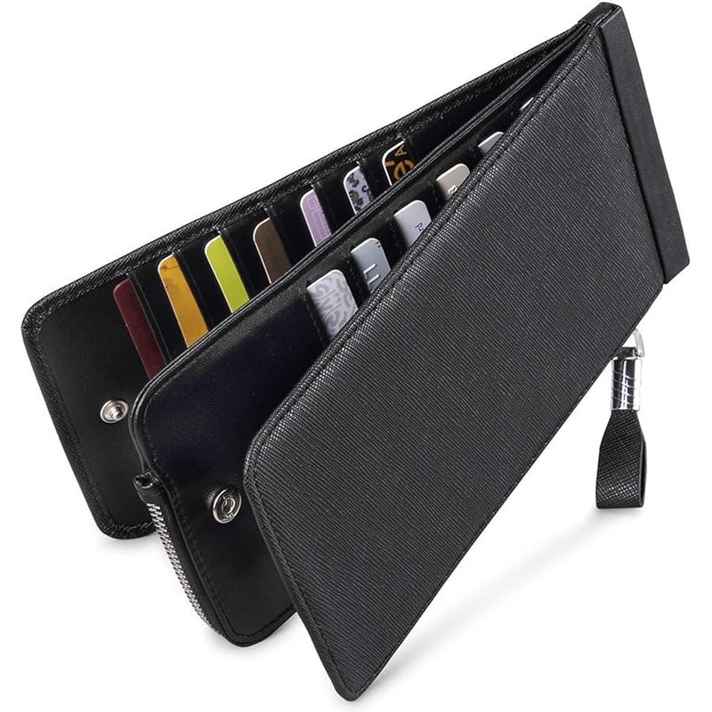 Huztencor Womens Leather Credit Card Holder Wallet RFID Blocking Wallet Women Card Case Purse - Image 1