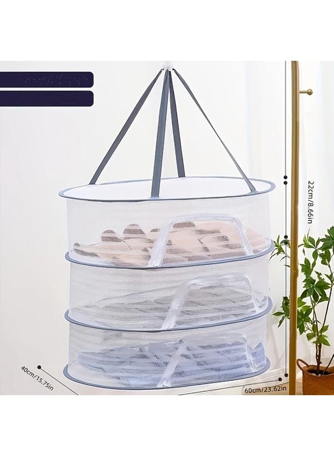 3 Layer Foldable Mesh Drying Rack Food Dehydrator for Fruits Vegetables Herbs Fish - Image 5