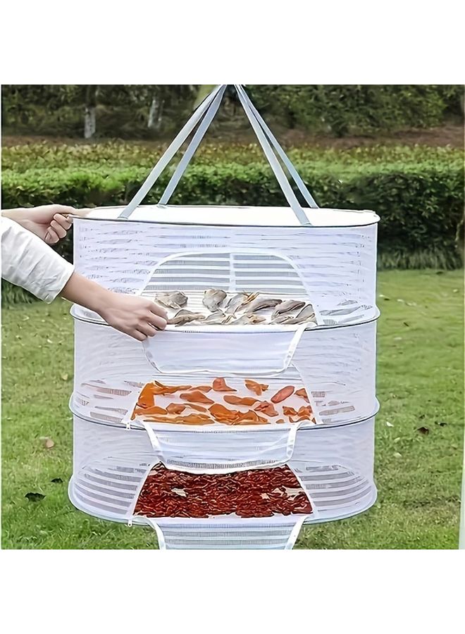 3 Layer Foldable Mesh Drying Rack Food Dehydrator for Fruits Vegetables Herbs Fish - Image 2