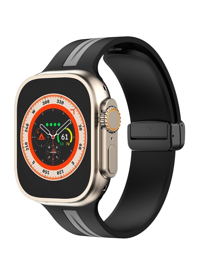 Silicone Magnetic Strap for Apple Watch Ultra Band 49mm 45mm 44mm 42mm Men/Women, Soft Sport Silicone Replacement Wristband Strap for iwatch Series 9/8/7/6/5/4/3/2/SE/Ultra2 - Image 1