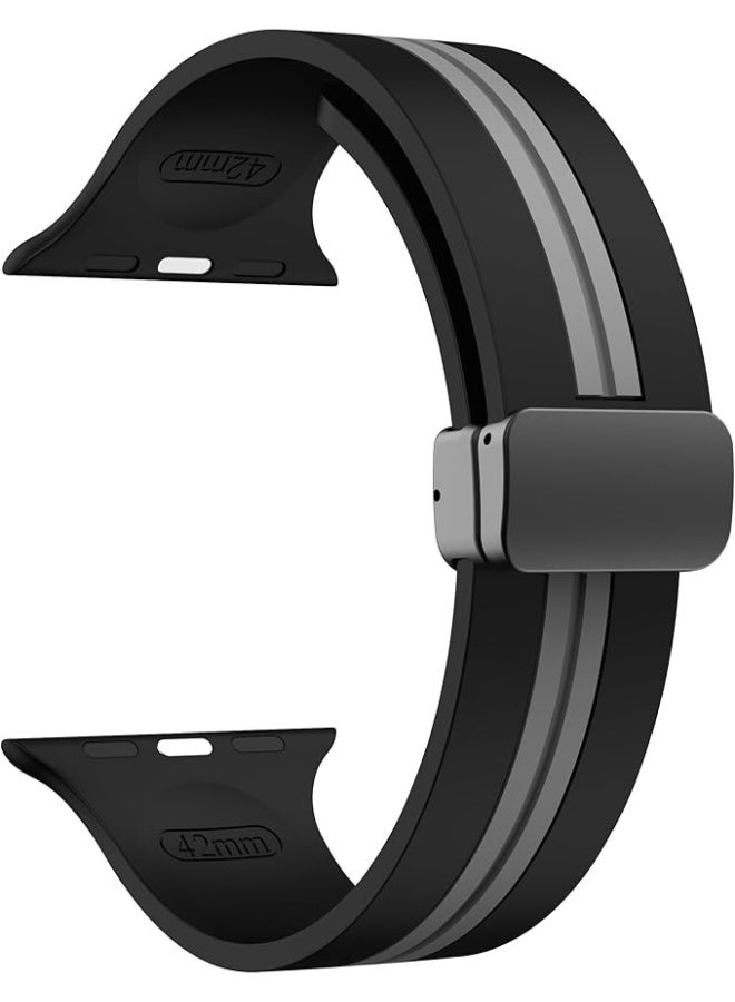 Silicone Magnetic Strap for Apple Watch Ultra Band 49mm 45mm 44mm 42mm Men/Women, Soft Sport Silicone Replacement Wristband Strap for iwatch Series 9/8/7/6/5/4/3/2/SE/Ultra2 - Image 3