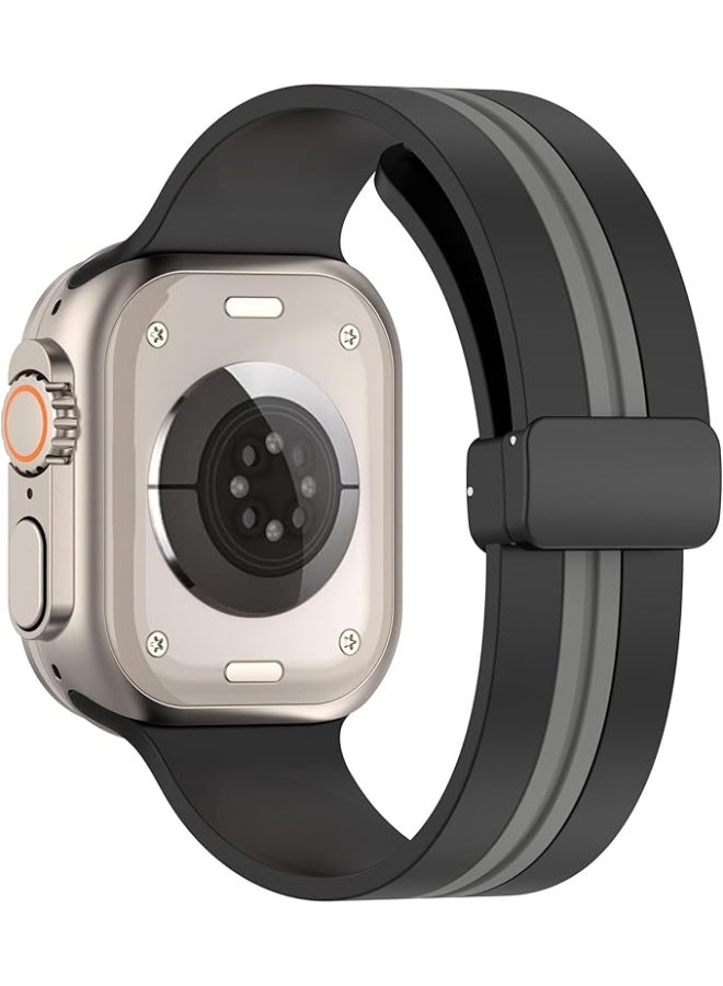 Silicone Magnetic Strap for Apple Watch Ultra Band 49mm 45mm 44mm 42mm Men/Women, Soft Sport Silicone Replacement Wristband Strap for iwatch Series 9/8/7/6/5/4/3/2/SE/Ultra2 - Image 5