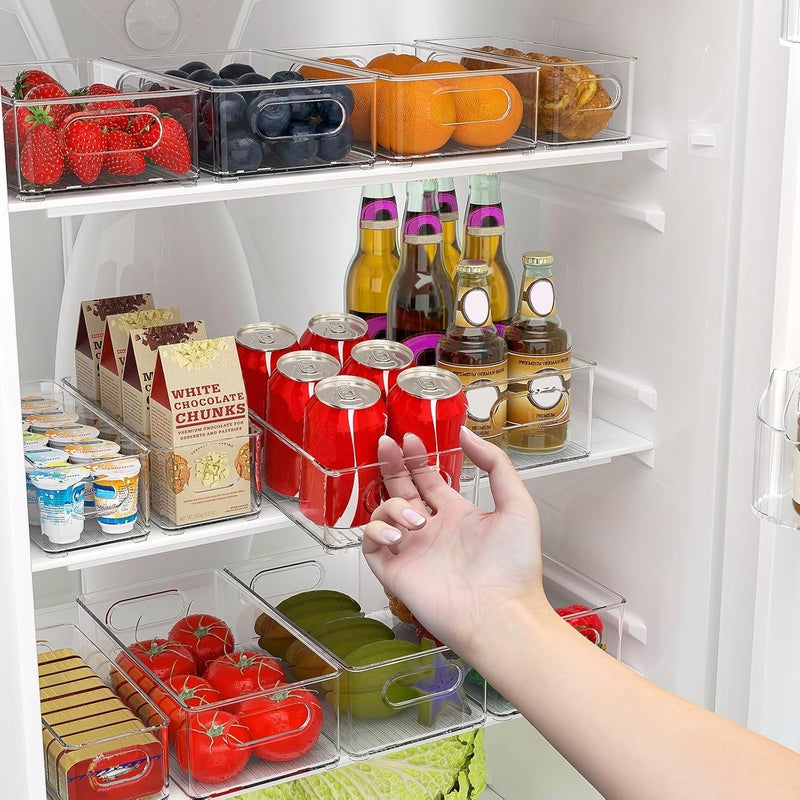 Finew Fridge Organiser Set of 12 (4 Small, 4 Medium, 4 Large), Stackable Fridge Container, Transparent Storage Box for Kitchen, Pantry, Cupboards, Sinks, Bathroom - BPA Free - Image 5