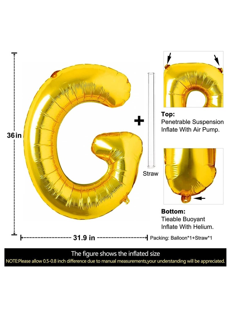 Goldedge 32 Inch Giant Gold  Letter G Foil Helium Balloons Big Single Mylar Balloon Birthday Party Decoration Supply Baby Shower (Gold G)  - Image 2