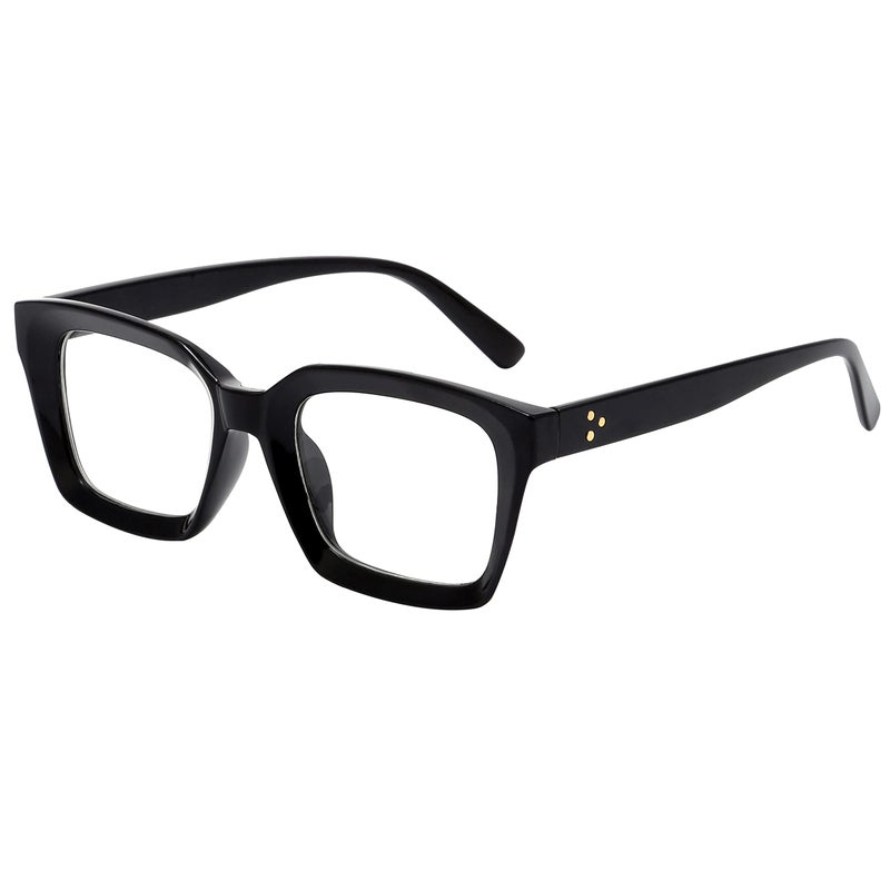 Kursan Classic Non Prescription Clear Lens Glasses for Women Men Thick Square Frame Eyeglasses (Bright Black) - Image 1