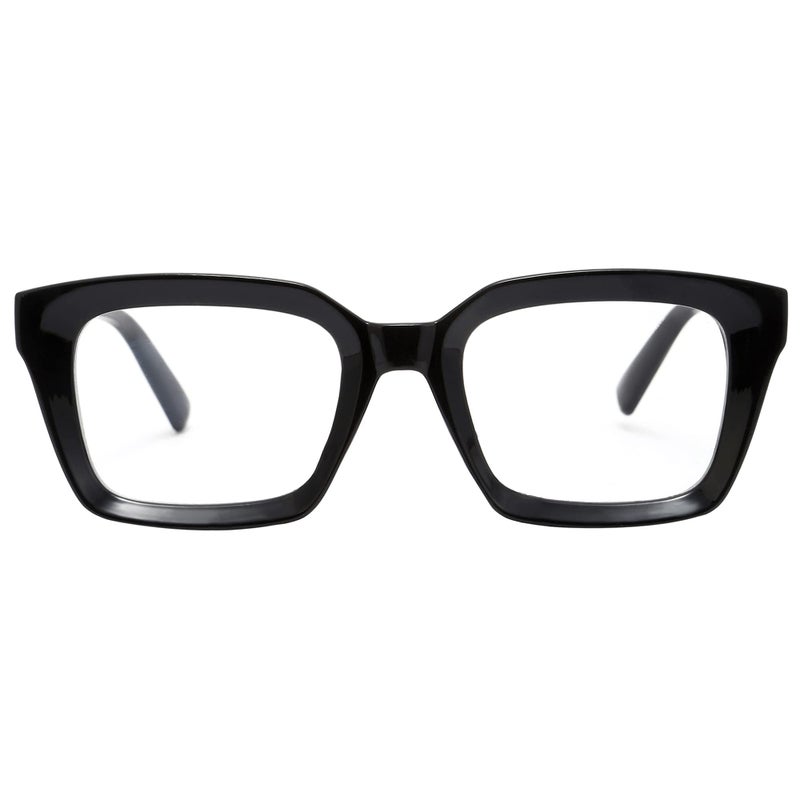 Kursan Classic Non Prescription Clear Lens Glasses for Women Men Thick Square Frame Eyeglasses (Bright Black) - Image 2