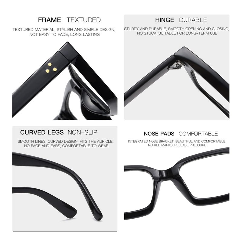 Kursan Classic Non Prescription Clear Lens Glasses for Women Men Thick Square Frame Eyeglasses (Bright Black) - Image 5