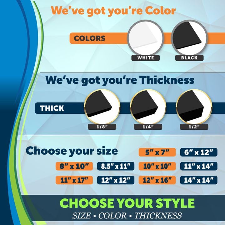 Mega Format Expanded PVC Plastic Sheets - 6" X 12" Rigid Black Sheet for Crafts, Signage, & Displays - Sintra, Celtec PVC Board - Waterproof for Outdoors Use - 1/4" 6mm Thick - 1-Pk-Black - Image 3