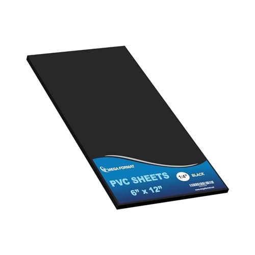 Mega Format Expanded PVC Plastic Sheets - 6" X 12" Rigid Black Sheet for Crafts, Signage, & Displays - Sintra, Celtec PVC Board - Waterproof for Outdoors Use - 1/4" 6mm Thick - 1-Pk-Black - Image 1