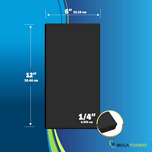 Mega Format Expanded PVC Plastic Sheets - 6" X 12" Rigid Black Sheet for Crafts, Signage, & Displays - Sintra, Celtec PVC Board - Waterproof for Outdoors Use - 1/4" 6mm Thick - 1-Pk-Black - Image 2