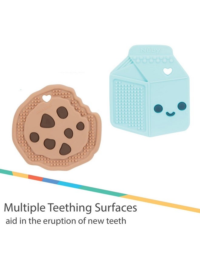 All Silicone Chocolate Chip Cookie & Milk Carton Teether - 2 Pack, 3+ Months