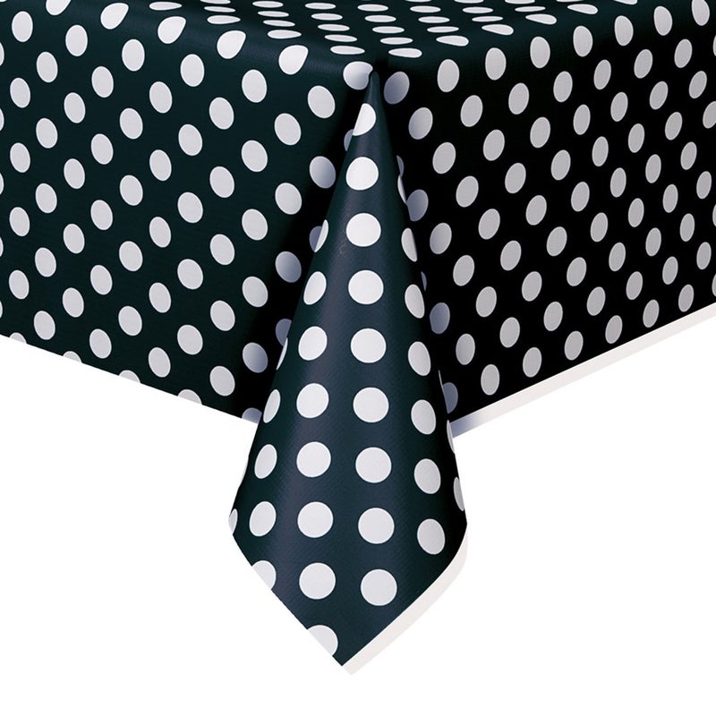 Unique Black Dots Rectangular Plastic Table Cover 54 x 108 1 Count  Elegant Design  Premium Quality Ideal For Parties Events  Everyday Use
