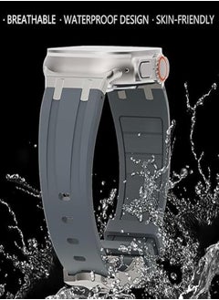 ten.tech Silicone rubber band compatible with Apple Watch Series 2 Ultra | 9 | 8 Ultra | 8 | 7 | 6 | 5 49/45/44/42mm, Ten Tech Premium Rubber Band with Stainless Steel Adapter – Gray  - Image 4