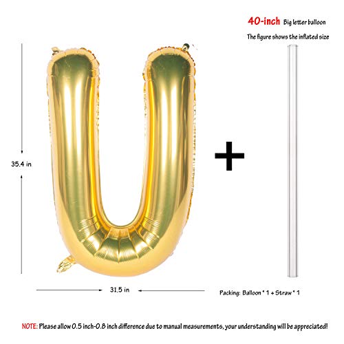 CHANGZHONG Letter Balloons 40 Inch Giant Jumbo Helium Foil Mylar for Party Decorations Gold U - Image 5