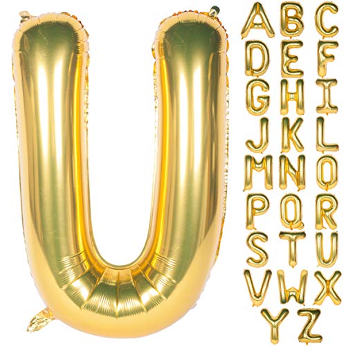 CHANGZHONG Letter Balloons 40 Inch Giant Jumbo Helium Foil Mylar for Party Decorations Gold U - Image 1