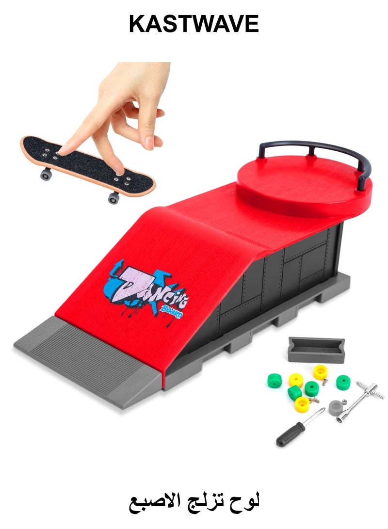 KASTWAVE Finger Skateboard Ramp Set, Mini Finger Skateboard and Ramp Accessories Set, Props Deck Track Ultimate Park Set, Ramps Fingerskate Toy Set for Kids Birthday Gift (D) - Image 1