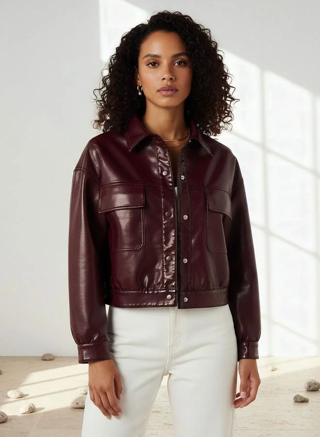 Lee Cooper Lee Cooper PU Trucker Jacket with Flap Pockets