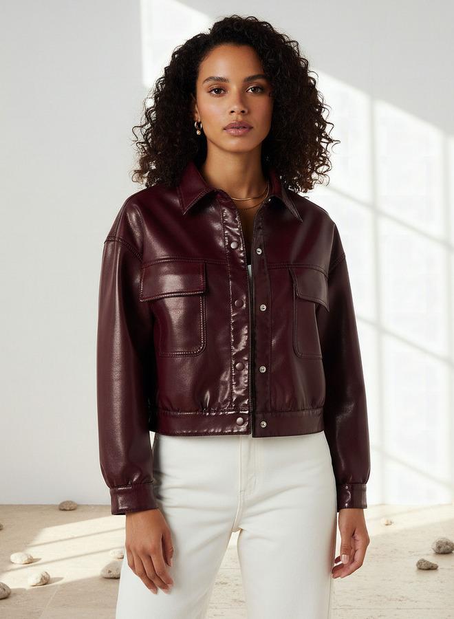 Lee Cooper PU Trucker Jacket with Flap Pockets - Image 1