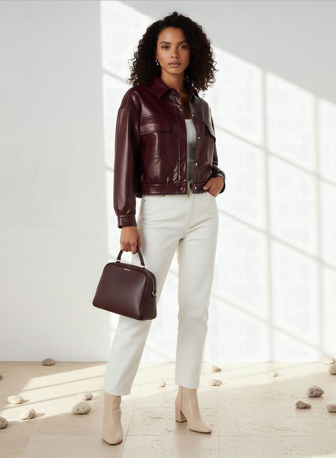 Lee Cooper PU Trucker Jacket with Flap Pockets - Image 2