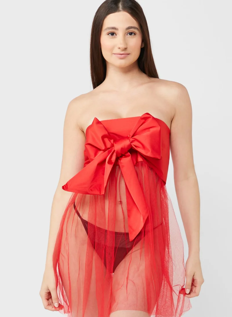 Ann Summers Bardot Mesh Tie Detail Dress