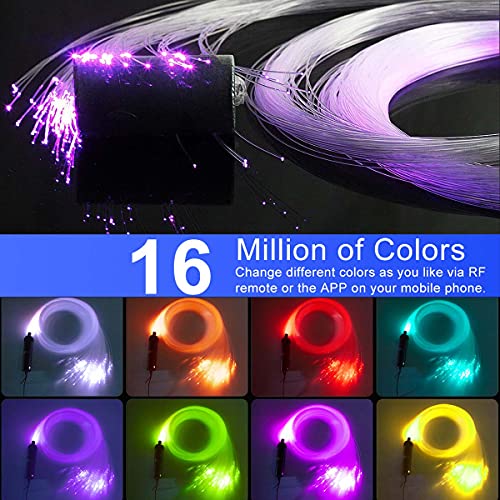 AZIMOM Car Use Bluetooth 6W RGB LED Fiber Optic Lights Star Ceiling Light Kit APP Remote Controller 150pcs 0.03in 6.5ft Optic Cable Music Mode Sensory Lighting Indoor Home Interior Decoration - Image 3