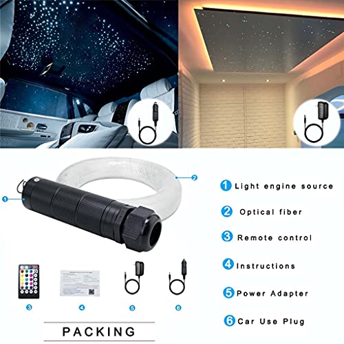 AZIMOM Car Use Bluetooth 6W RGB LED Fiber Optic Lights Star Ceiling Light Kit APP Remote Controller 150pcs 0.03in 6.5ft Optic Cable Music Mode Sensory Lighting Indoor Home Interior Decoration - Image 5