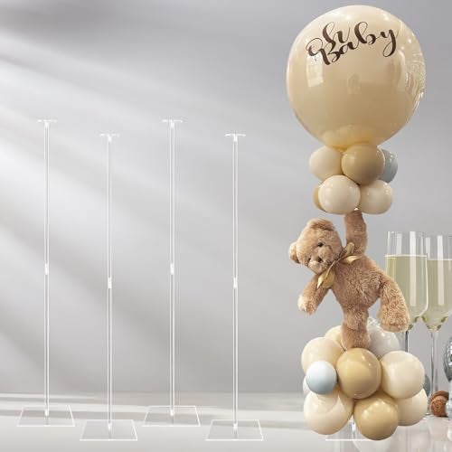 OurWarm Clear Acrylic Balloon Stand kit 315 Inch 4 pack Balloon Sticks with Base for Table Centerpiece Balloon Holder for Birthday Party Baby Shower Graduation Wedding Decor Balloons Not Included - Image 1
