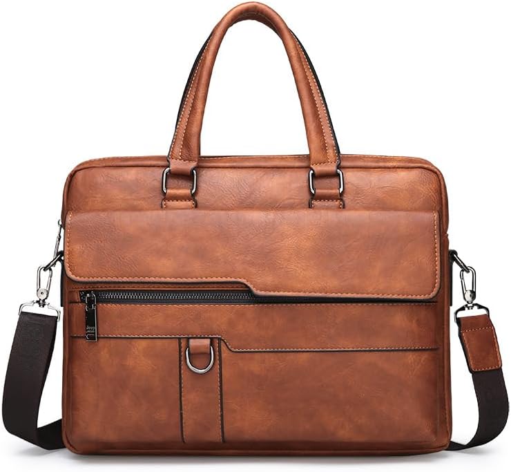 Men's Leather Briefcase - Stylish and Durable Work Bag with Multiple Compartments - Image 1