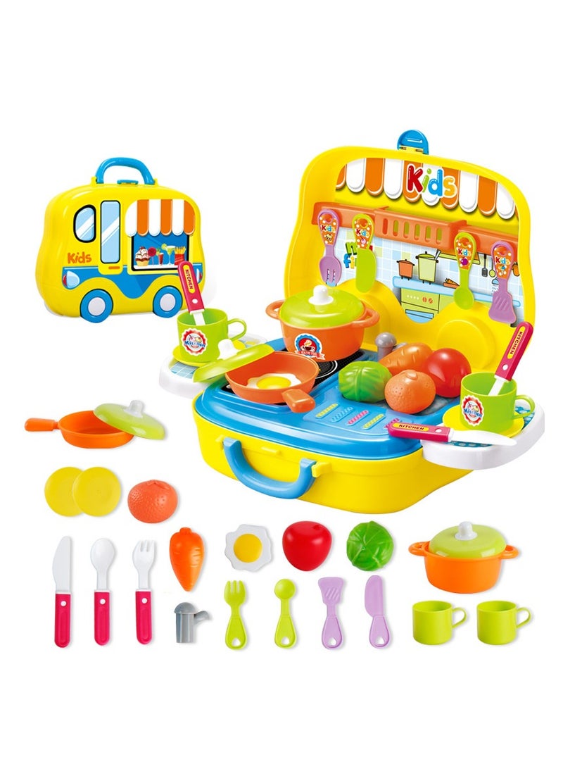 Suitcase Storage Children's Play House Toy Series Role Play Birthday Gift (Yellow Kitchen) - Image 1