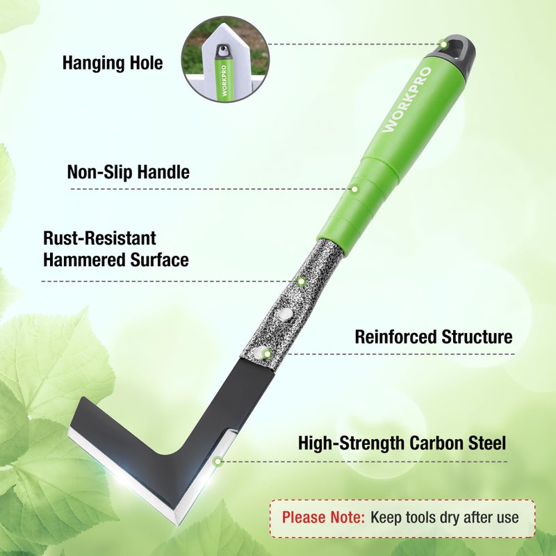 WORKPRO 6-Piece Garden Tool Set, Heavy Duty Gardening Hand Tools with Soft Rubber Handle, Including Trowel, Rakes, 2-in-1 Hoe and Crack Weeder, Ideal Gardening Gifts for Men and Women - Image 4