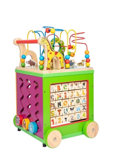 7 in 1 Wooden Activity Cube Baby Walker for Toddlers Educational Learning Toy