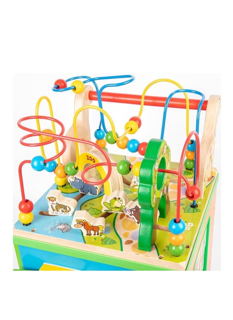 Generic - 7 in 1 Wooden Activity Cube Baby Walker for Toddlers Educational Learning Toy - Image 1