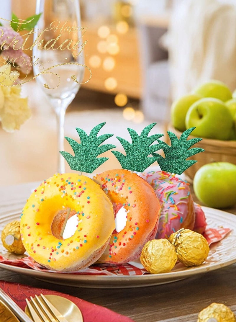 NIBEMINENT 48PCS Pineapple Cupcake Donut Cake Toppers, Cute Picks for Summer Tropical Hawaiian Party Decorations Beach Birthday Favors Supplies - Image 3