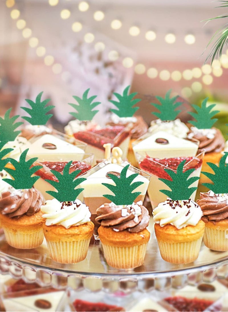 NIBEMINENT 48PCS Pineapple Cupcake Donut Cake Toppers, Cute Picks for Summer Tropical Hawaiian Party Decorations Beach Birthday Favors Supplies - Image 2