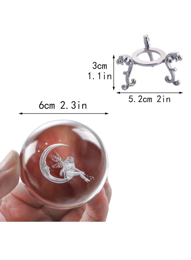 60mm Ball Paperweight 3D Laser Engraved Quartz Glass Ball Sphere Table Decor Crafts (Girl) - Image 5