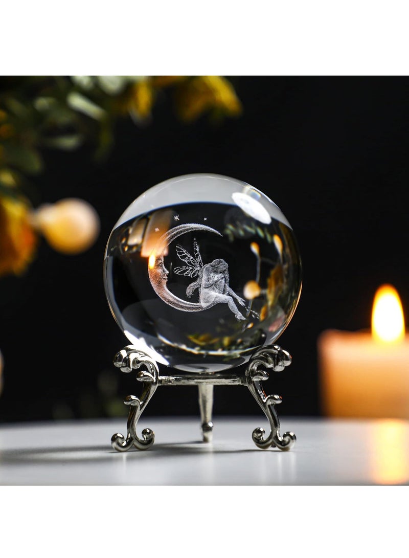 60mm Ball Paperweight 3D Laser Engraved Quartz Glass Ball Sphere Table Decor Crafts (Girl) - Image 2