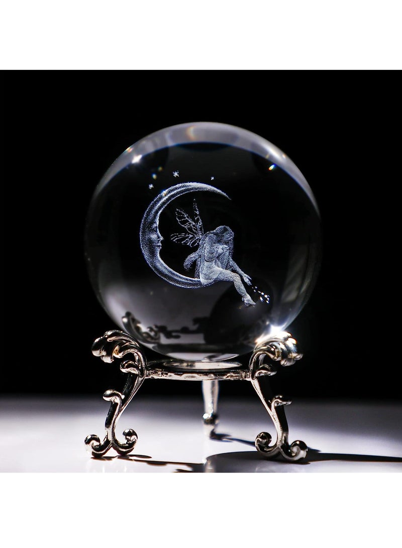 60mm Ball Paperweight 3D Laser Engraved Quartz Glass Ball Sphere Table Decor Crafts (Girl) - Image 1