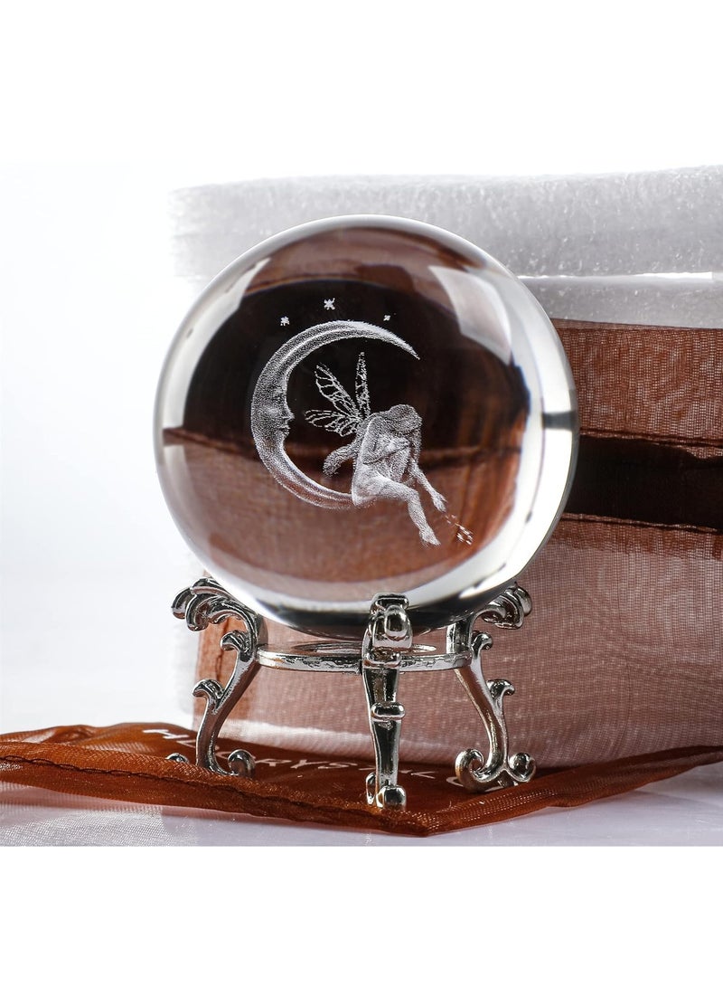 60mm Ball Paperweight 3D Laser Engraved Quartz Glass Ball Sphere Table Decor Crafts (Girl) - Image 3