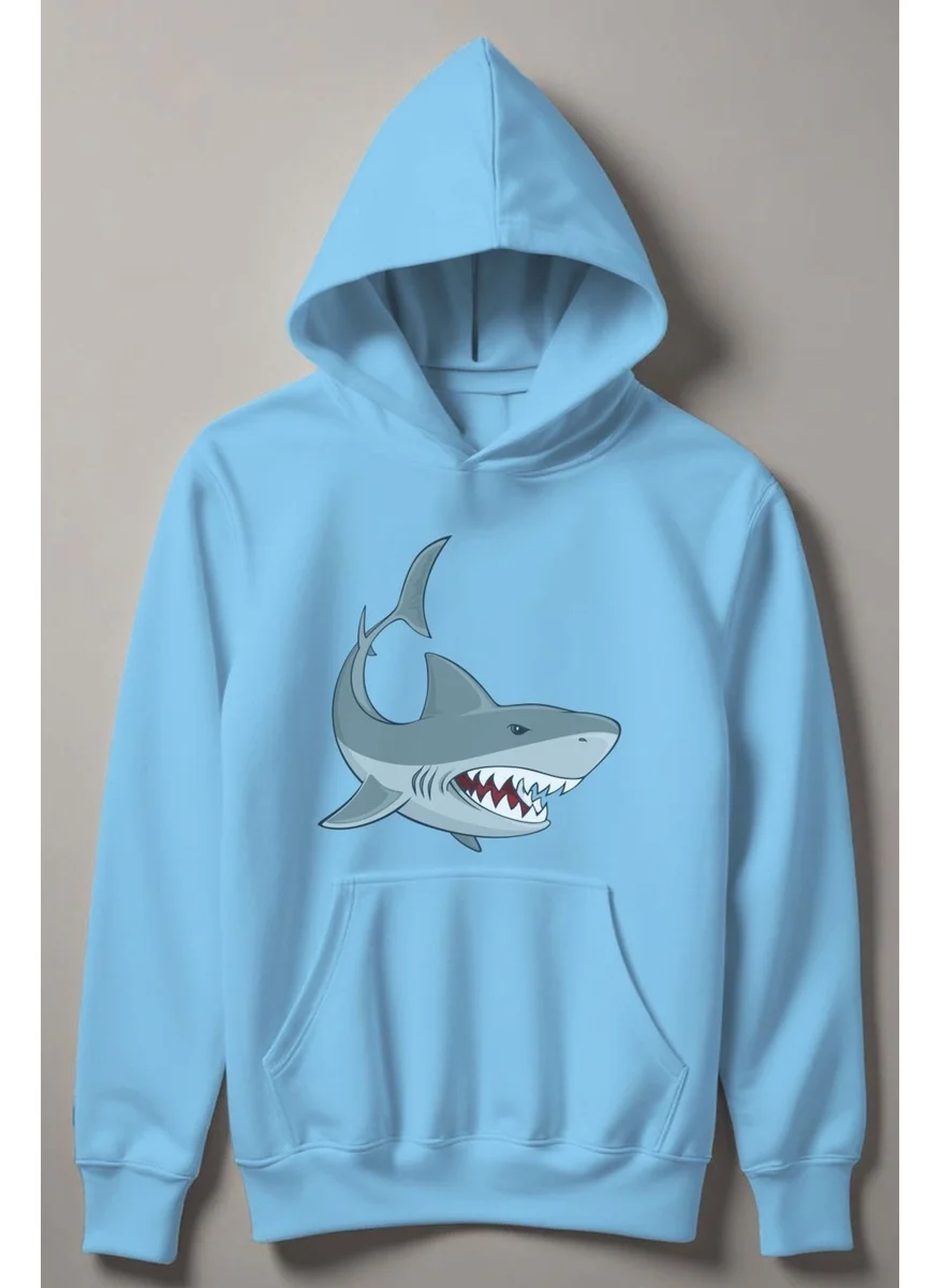 Myada Shark Printed Hooded Kids Sweatshirt 12490