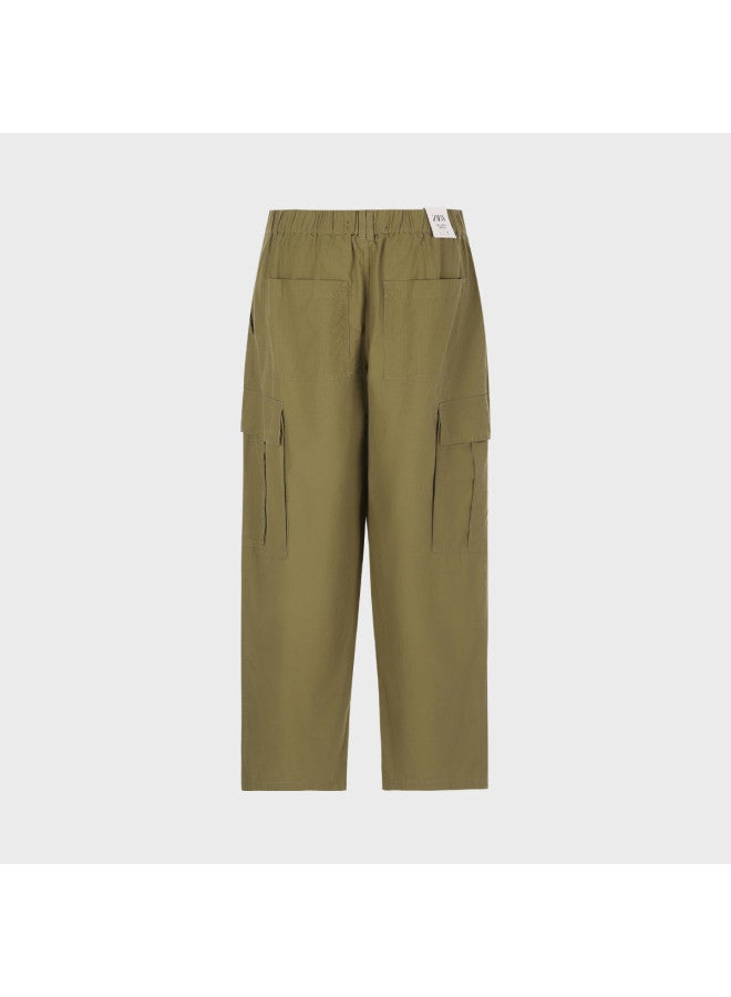 Zara men's Street Fashion Cool Multi-pocket Loose Cargo Pants - Image 3