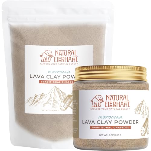 Natural Elephant Ghassoul (Rhassoul) Moroccan Lava Clay Powder | 100% Pure & Natural Face & Body Mask Powder | 200g Jar and 1lb Bag Refill - Image 1
