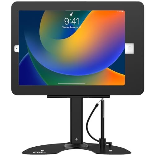 CTA Digital حامل كشك مزدوج – حامل كشك أمان مزدوج من CTA مع صندوق قفل وكابل وقاعدة دوارة بزاوية 360 درجة – متوافق مع آيباد 7/ 8/ 9 الجيل 10.2 بوصة، آيباد إير 4، (PAD-ASKB10) – أسود - Image 2