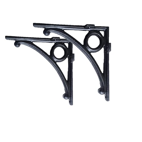 GHAR DWAR Metal Handcrafted Shelf Bracket for Floating Shelves L Angle Decorative L Shaped Corner Brace Joint Heavy Duty Wall Mounted Shelf Supporter Corner Brace Holder (Pack of 2, Black) - Image 2