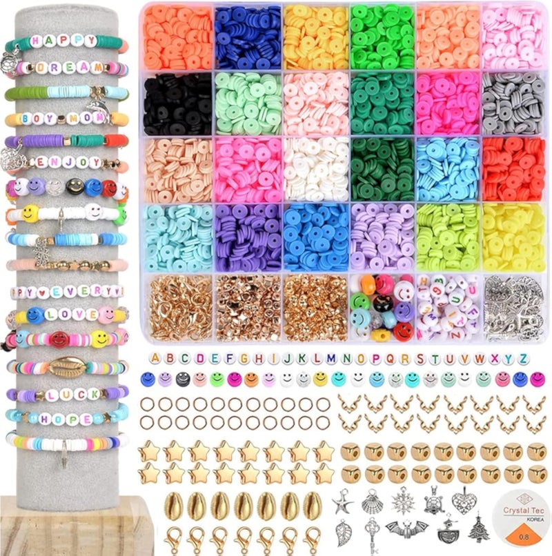 Hape Dulzod Clay Beads with Pendant and Jump Rings for Jewelry Making - 4000 Pieces