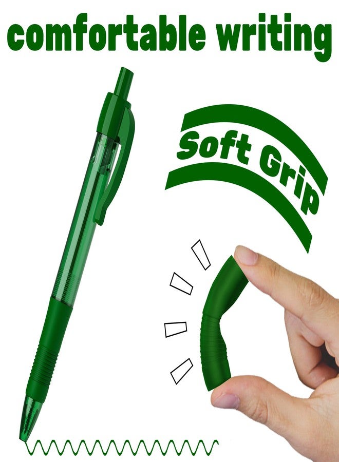 deegtran Pens Bulk, 30 Pack No Bleed Green Ink Click Pens with Soft Grip, Wholesale Retractable Ballpoint Pens for Office School, Medium Point Smooth 1.0MM - Image 3